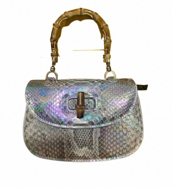 Marca de lujo Bolso para mujer Aristocrático Pyth Cuero Nudo de bambú Bolsa de sillín portátil Bolsa de mujer Fi europea y americana n4pd #