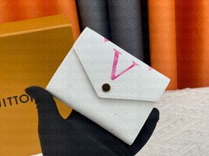 Luxe merk dames korte portemonnee ontwerp Victorine Watercolor Letter Hasp Zipper Coin Portemuleert klassieke vouwbare draagbare kaartzakken portemonnee portemonnees dameskoppelingszakken Pocket