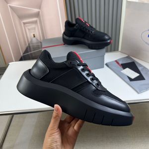 Marques de luxe Casual-élégant hommes chaussures de skateboard à fond épais blanc noir cuir brossé confort homme marche en plein air avec boîte EU38-45 boîte