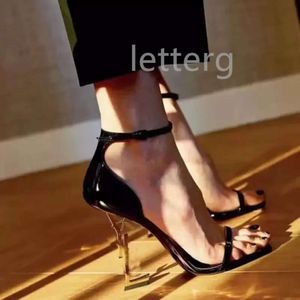 Luxe merken designer sandalen dames sexy hoge hakken sandalen pompen Opyum 110 mm leren sandaal zwart lakleer pomp open teen dunne hakken