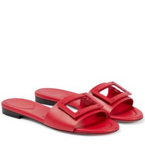 Marques de luxe mode sandale Baguettes pantoufle pour femmes chaussures plates F-Baguette en cuir métallisé Baguette Slide Sandales en marron argenté avec boîte 35-42