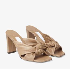 Sandalia mujer tacon Avenue 85mm Oro negro blanco Metallic Nappa Leather Mules diseñador de lujo dama tacones altos boda fiesta vestido zapatos regalo cumpleaños