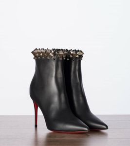 Marcas de lujo Mujer zapatos de diseño de botas de tobillo tacones altos botas firmamá tacón delgado plataforma de cuero genuino en un tacón con Box6147553