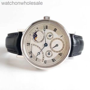 Luxe breguat horloges 10a originele echte lederen ontwerper horloges klassieke series drie vragen tijdrapport 9505447pt mechanisch horloge voor