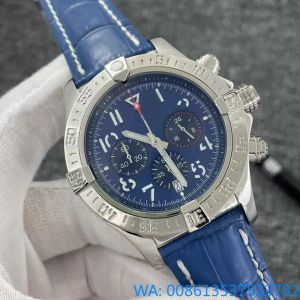 Montre de luxe Breit pour hommes, cadran bleu, chronographe à Quartz japonais, 45mm, Avenger Hurricane SEA, bracelet en cuir, montres AAA, montres-bracelets en verre Hardlex Orologio Uomo