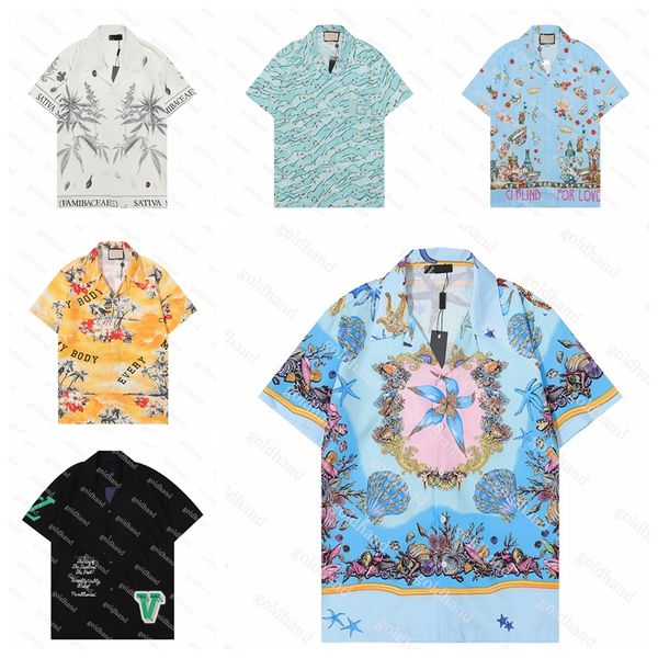 Luxe Brend Sumemr Hommes T-shirt Designer Plage Vacances Sumemr Lâche À Manches Courtes T-shirts Couple Mode V Cou Marée Imprimé t-shirt