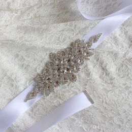 Luxe bruidsgordel Rhinestone versiering bruiloft Sashes kleding accessoires 100% handgemaakte witte ivoren blos voor prom-feest