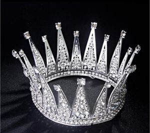 Couronne de mariée de luxe pas cher mais de haute qualité cristaux de perles scintillants couronnes de mariage royal bandeau de voile de cristal accessoires de cheveux Par5159362