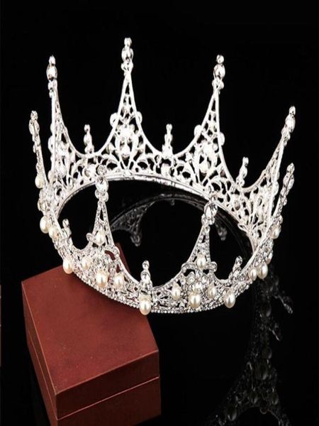 Couronne de mariée de luxe pas cher mais de haute qualité perles scintillantes cristaux couronnes de mariage royal voile de mariage bandeau accessoires de cheveux Par5787152