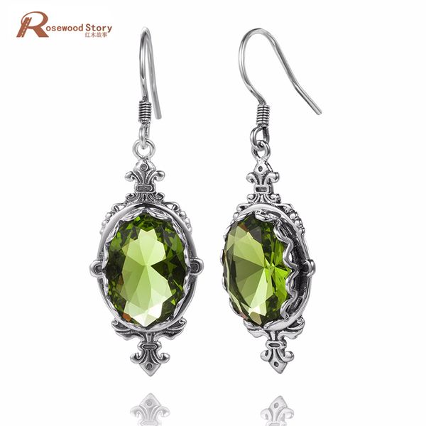 Boucles d'oreilles de mariée de luxe, Vintage, faites à la main, en argent Sterling 925, péridot Olive, cristal, cadeaux de mariage pour femmes