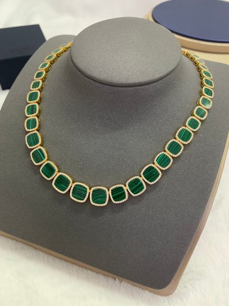 Bijoux nuptial de luxe Ensemble de bijoux 18 carats en or blanc remplit Emerald Gemstones Mariage Bracelet Malachite Noble Collier de bracelet de luxe Elegant Bracelet Gift