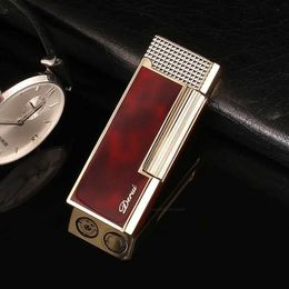 Briquet de luxe en métal brillant, Version étroite rouge, meule latérale gonflable, flamme nue, sans gaz, cadeau haut de gamme pour hommes X2AW