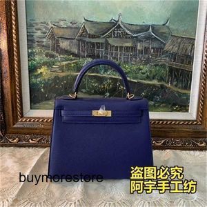 Luxury Brkns Epsom Leather Handbag 7a en cuir authentique extérieur 25cm Blueqqwywn