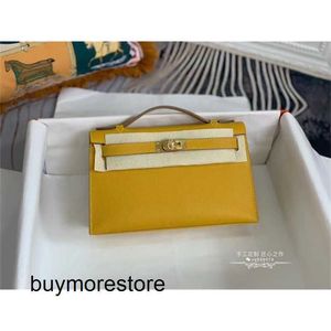 Luxury Brkns Epsom Leather Handsbag 7a Gétille Cuir Cuir Première génération 22cm Amber Yellow Singlellio