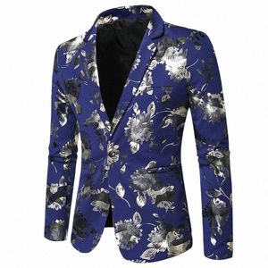 Luxe Brzing Ontwerpen Prom Wedding Suits voor Mannen Bloemenprint Busin Casual Slanke Blazer Nachtclub Heren Victoriaanse Jas Jas c3UI #