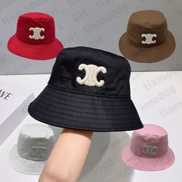 Luxe bucket hat designer cap CELlNF Visserspetten effen kleur letter triomph e bob gabardine hoeden voor mannen vrouwen temperament match stijl