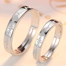 Luxe Bvlgr top sieraden accessoires ontwerper vrouw Heartbeat Paar Opening Ring Verstelbare Hand Sieraden ECG Hartvorm Paar Ring Creatieve Accessoires