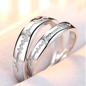 Luxe Bvlgr top sieraden accessoires ontwerper vrouw Heartbeat Paar Ring Mode Eenvoudige Open Ring Lange afstand Liefde Valentijnsdag Cadeau ECG Matching Ring