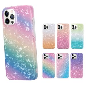 Gradient Color Rainbow IMD Sea Shell Fundas para teléfonos de cubierta completa para iPhone 13 12 11 Pro Max XR XS X 8 7 6 Plus Touch 5