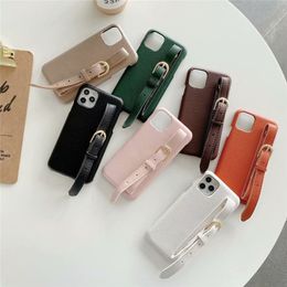 Luxe Zakelijke Lederen Cover Telefoon Gevallen Voor iPhone 15 15Pro 15ProMax 14 14Plus 13 13Pro 12 11 Pro houder Wallet case Polsband beugel