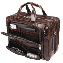 Sac à main de luxe pour hommes d'affaires grande mallette en cuir véritable pour hommes sac de messager en cuir véritable mâle 17 sac à bandoulière pour ordinateur portable 240116