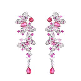 papillon de luxe boucle d'oreille designer pour femme S925 argent post party rose AAA zircone argent blanc diamant boucles d'oreilles mariage sud-américain bijoux de fiançailles