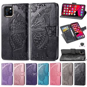 Luxe Butterfly PU Portemonnee Lederen Case voor iPhone 11 PRO XS MAX XR 7 8 Plus S10 S20 Note10 Plus Ultra A50 A70