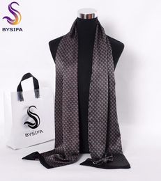 Luxe bysifa zwarte rode lange sjaals voor mannen mode -accessoires mannelijke pure zijden sjaal cravat winter bloemen patroon sjaal 19021136534