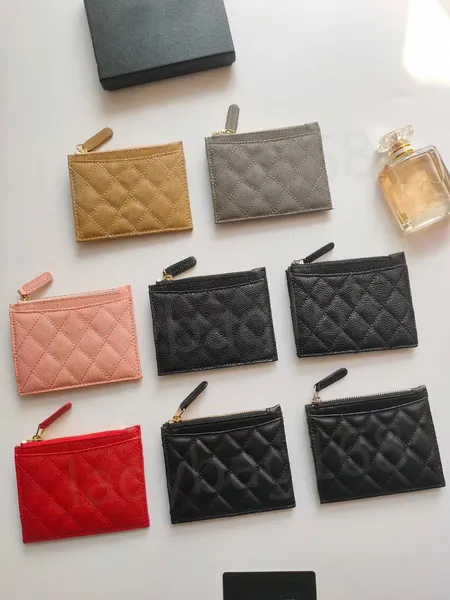 Luxe C Marque Créateur De Mode Femmes Titulaire De La Carte Portefeuille Rabat Rabat Modèle Classique Caviar En Cuir D'agneau En Gros Femme Petit Mini Couleur Pure Cuir De Galets Avec Des Boîtes