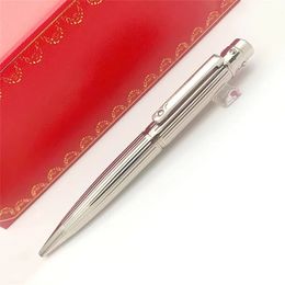 Luxe CA Ballpoint Pen met nagelontwerp Full Metal Silver Stripe Office School Stationery Writing Navulpennen Geschenk 240320