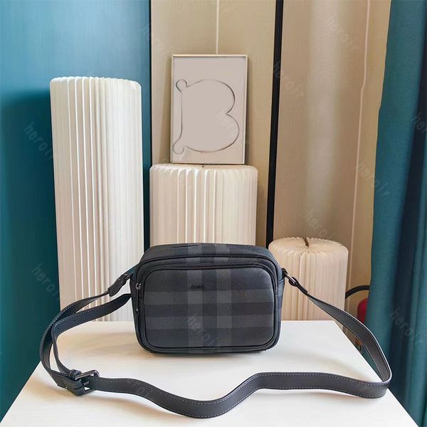 Bolso de rayas de cámara de lujo Bolsos clásicos Diseñador Vintage Check y Crossbody de cuero Hombres de mujer Cartera Messenger Tote Hombro Embrague Burbey Bolsas