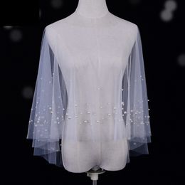 Wraps Luxury Capes voor trouwjurken Wrap sjaal Pearl bruidsjaalsjacht witte avondjack vrouw