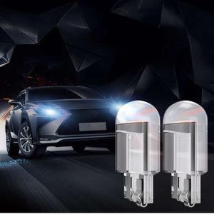 Voiture de luxe 10pcs W5W LED T10 Car Light Cob Glass 6000K White Auto Auto Plate d'immatriculation Lampe Dome Read Drl Bulb Style 12V