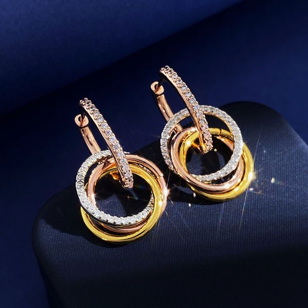 Boucles d'oreilles de créateur de cercle de marque de luxe pour femmes 18 km vintage 3 couleurs aretes oorbellen brincos ont des nombres colliers de rattron