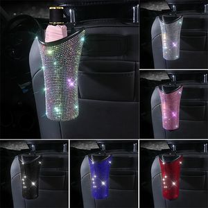 Porte-parapluie de voiture de luxe boîte de rangement organisateur baril suspendu bouteilles d'eau support Bling accessoires pour femme 220426
