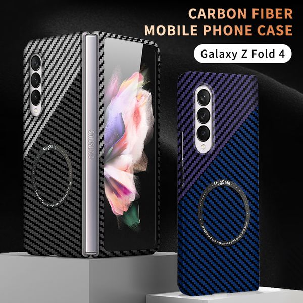 Funda de teléfono de carga magnética de fibra de carbono de lujo para Magsafe Samsung Galaxy Z Fold 4 3 ZFold Fold4 Fold3 cubierta de protección completa