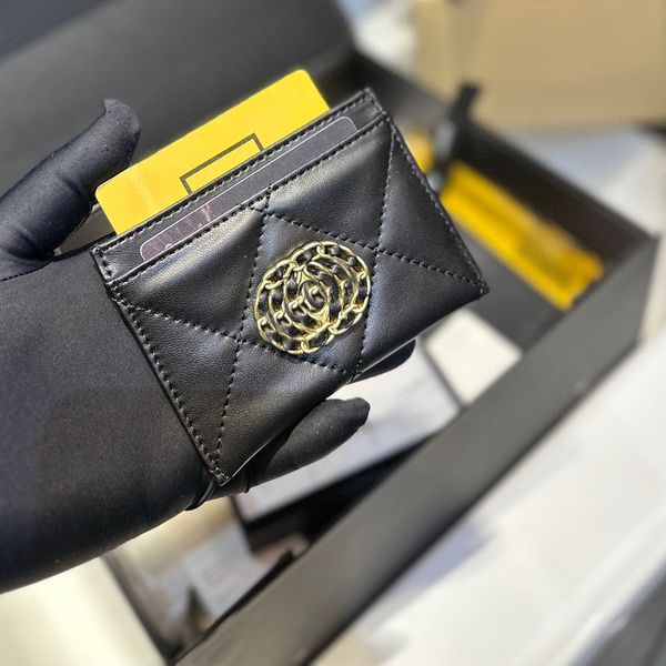 Sac de carte de luxe Portefeuille de concepteur Femmes Mini sac de poche Porte-monnaie Porte-clés Porte-cartes Sac de mode Vintage Motif rhombique Cuir Transmission Logo en métal
