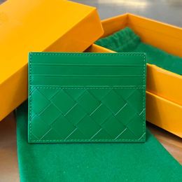 Titulaire de la carte de luxe hommes titulaire de la carte de crédit portefeuille design femme mini sac à main 10A organisateur de poche en cuir véritable portefeuilles tissés avec boîte verte