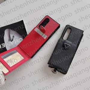 Luxe kaarthouder telefoonhoesje voor Samsung Galaxy Z vouw 4 3 5G voor achterkant beschermende hoes dubbele zakken roze vouwen gesloten voor Galaxy Z Fold3 Case Cover