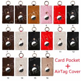 Poche de carte de luxe + pour étui AirTag, sangles en cuir, cravate, porte-clés, mode femme homme, haute qualité, porte-clés doré, motif pendentif, décoration de sac