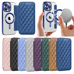 Luxe kaartsleuftassen Designer mobiele telefoonhoesjes voor iPhone 15 Pro Max 14 Plus 13 12 11 ProMax magnetische Magsafe draadloze oplader telefoonhoesje Shell
