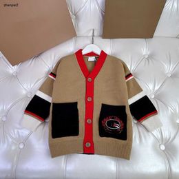 luxe vest voor jongen en meisje hoge kwaliteit kindertrui maat 100-160 cm meerkleurig stiksel ontwerp v-hals baby gebreid jasje okt15
