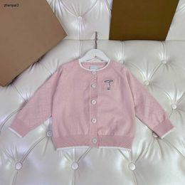 Cardigan de luxe pour filles, joli pull rose pour enfants, taille 100 à 150 CM, maille ajourée, veste tricotée pour bébé, Oct15