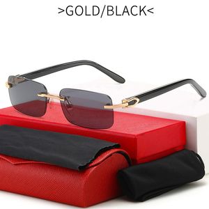 Lunettes de soleil de luxe Carti pour hommes sans cadre carré Lunettes de soleil cadre en plaque de métal composite gelée classique miroir optique designer Lunettes de soleil pour femmes avec étui