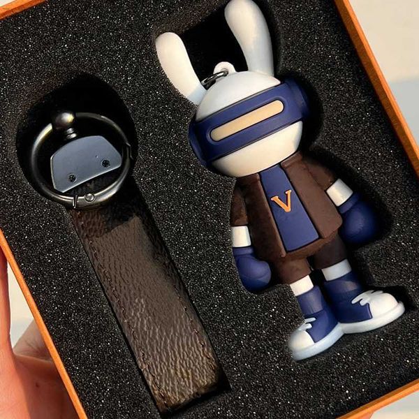 Dessin animé de luxe lapin poupée imprimé porte-clés mode Figure décoration à la mode ornements magnifiques porte-clés haute qualité sac à dos porte-clés PendantB6AD