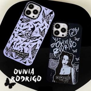Luxury case merk schattig Olivia Rodrigo Butterfly Phone Case voor iPhone 13 12 11 Pro Max 7 8 Plus X XS XR Mirror Crack Cover J230519