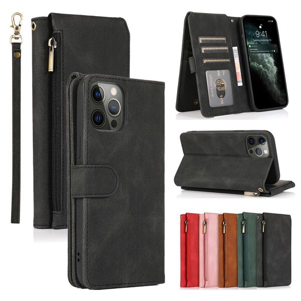 Case de lujo para iPhone 15 14 13 12 Mini 11 Pro x xs max xr 6 6s 7 8 Plus SE Diseñador Billetera Tarjetas de cuero soporte bolsas de teléfono con cordero con fondo cubierto de coque cubierto