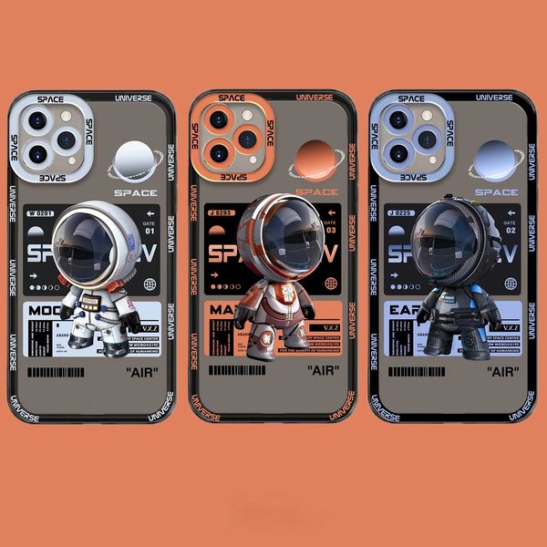Étuis de luxe Astronaut Case pour iPhone 14 13 12 pro Max XS X XR 7 8 Plus SE Transparent Soft Silicone Antichoc Bumper Mignon Bumper Back Cover