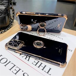 Luxe cases Black Bling Pating Phone Case voor iPhone 14 13 12 Pro Max 7 8 Plus X XS XR 11Pro Max 11 Pro 12Mini SE Soft Cover