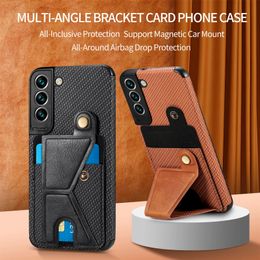 Luxe cases Carbon Fiber Wallet Flip Card Holder telefoonhoesje voor Samsung Galaxy S21 S23 FE S22 Plus Opmerking 20 Ultra A52S A53 A14 5G Lederen iPhone 14 13 12 11 Pro Max